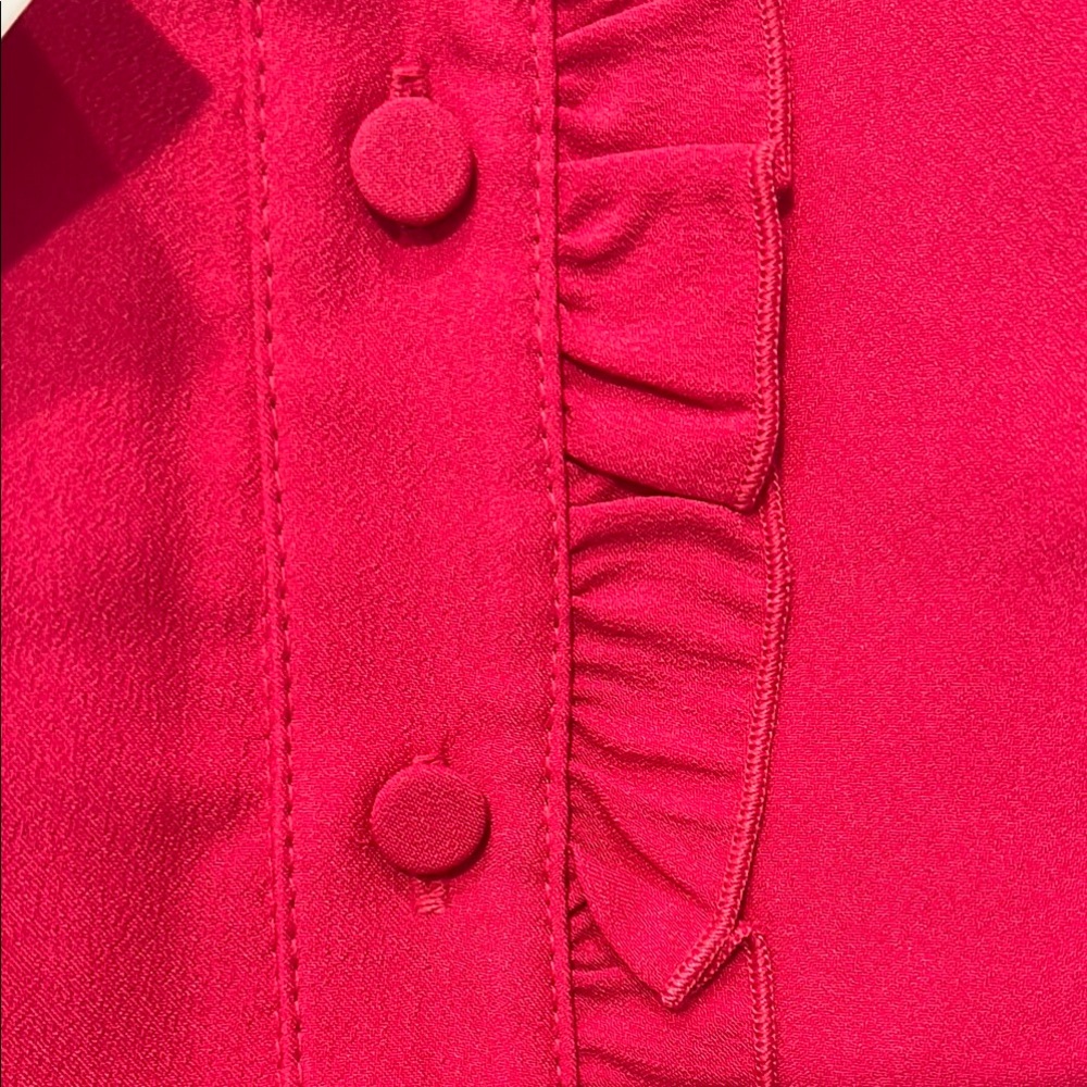 J. Crew Pink Ruffle Button-Up Blouse - Picture 4 of 7